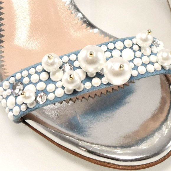 NEW $895 GIUSEPPE ZANOTTI FAUX PEARL EMBELLISHED STRAPPY SLINGBACK SANDALS HEELS - Picture 11 of 13